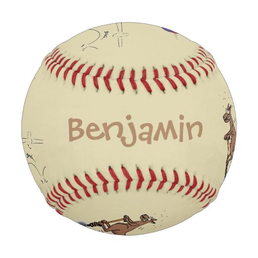 Australischer Spaß Kangaroo Cartoon Illustration Baseball (Vorderseite)