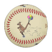 Australischer Spaß Kangaroo Cartoon Illustration Baseball (Vorderseite Links)