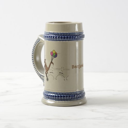 Australischer Spaß Kangaroo Cartoon Illustration Bierglas (Vorderseite Links)