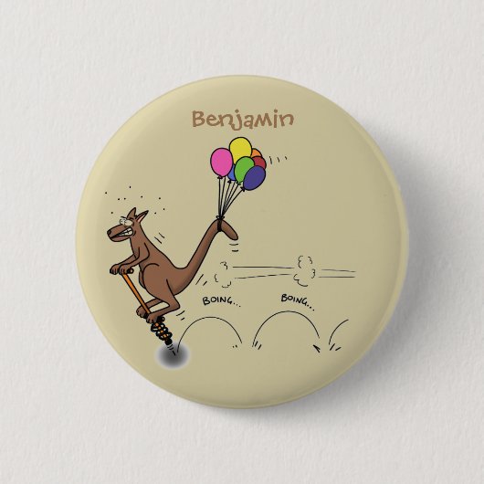 Australischer Spaß Kangaroo Cartoon Illustration Button (Vorderseite)