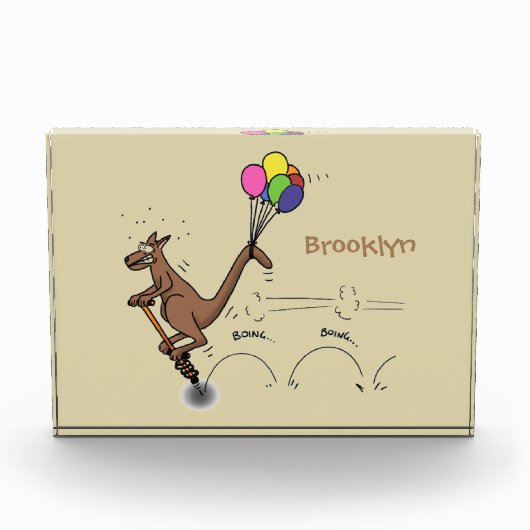 Australischer Spaß Kangaroo Cartoon Illustration Fotoblock (Vorderseite)