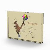 Australischer Spaß Kangaroo Cartoon Illustration Fotoblock (Rechts)