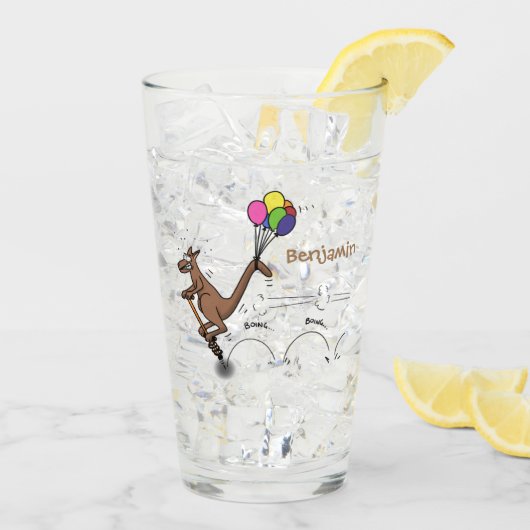 Australischer Spaß Kangaroo Cartoon Illustration Glas (Rückseite Ice)