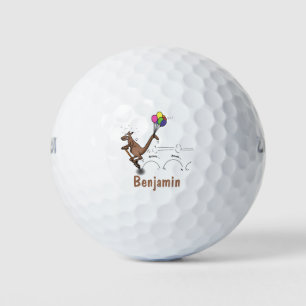 Australischer Spaß Kangaroo Cartoon Illustration Golfball