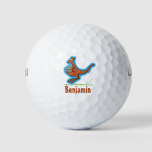 Australischer Spaß Kangaroo Cartoon Illustration Golfball