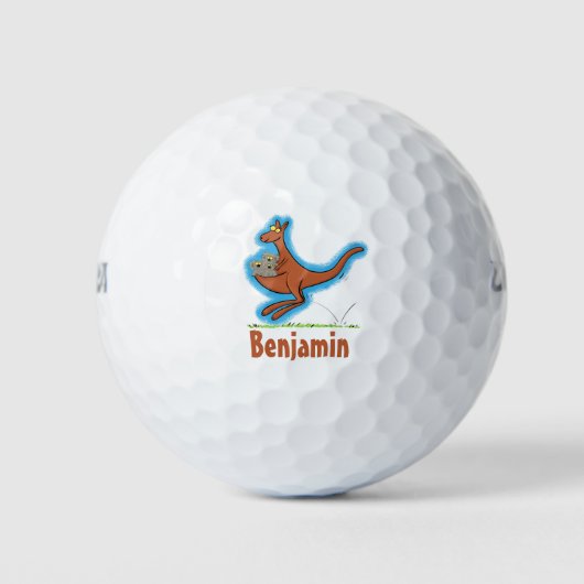 Australischer Spaß Kangaroo Cartoon Illustration Golfball (Vorderseite)