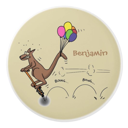 Australischer Spaß Kangaroo Cartoon Illustration Keramikknauf (Vorderseite)