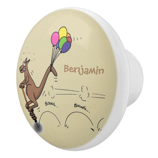 Australischer Spaß Kangaroo Cartoon Illustration Keramikknauf (Rechts)