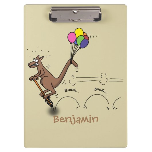 Australischer Spaß Kangaroo Cartoon Illustration Klemmbrett (Vorderseite)