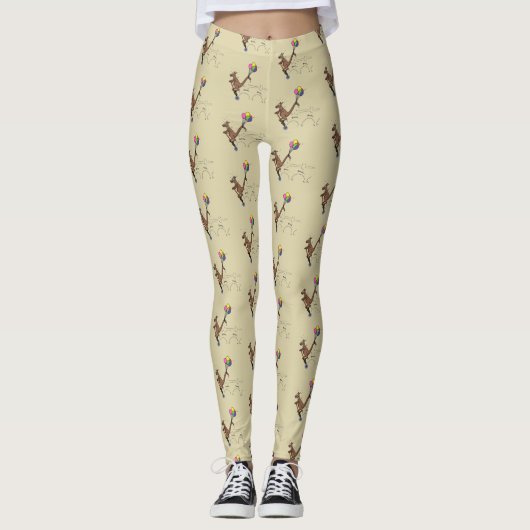 Australischer Spaß Kangaroo Cartoon Illustration Leggings (Vorderseite)