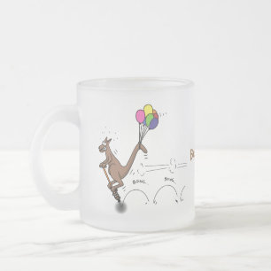 Australischer Spaß Kangaroo Cartoon Illustration Mattglastasse