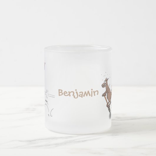 Australischer Spaß Kangaroo Cartoon Illustration Mattglastasse (Mittel)