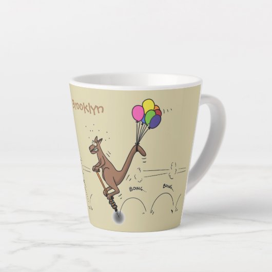 Australischer Spaß Kangaroo Cartoon Illustration Milchtasse (Rechte Ecke)