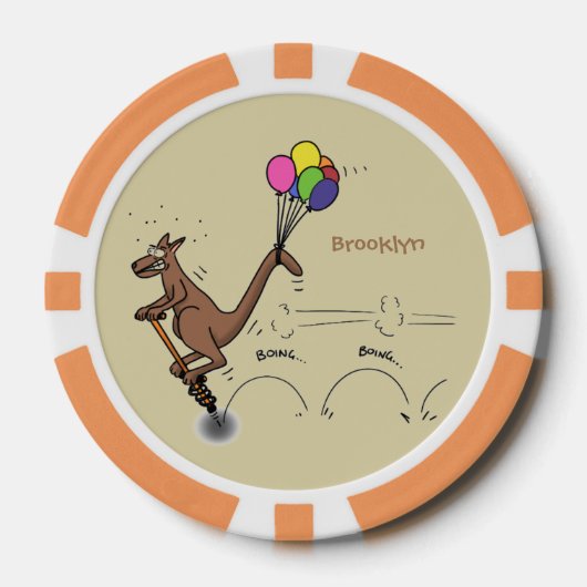 Australischer Spaß Kangaroo Cartoon Illustration Pokerchips (Vorderseite)