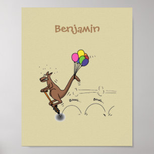 Australischer Spaß Kangaroo Cartoon Illustration Poster