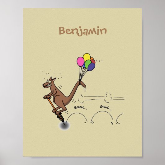 Australischer Spaß Kangaroo Cartoon Illustration Poster (Vorne)