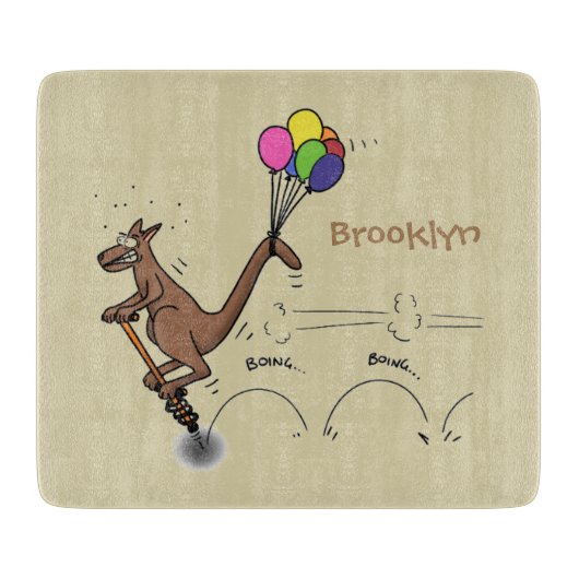 Australischer Spaß Kangaroo Cartoon Illustration Schneidebrett (Vorderseite)