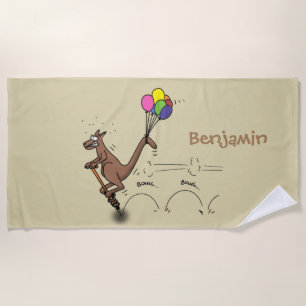 Australischer Spaß Kangaroo Cartoon Illustration Strandtuch
