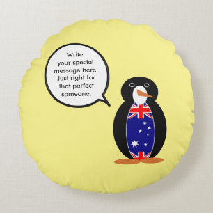Australischer sprechender Ms-Pinguin personalisier Rundes Kissen