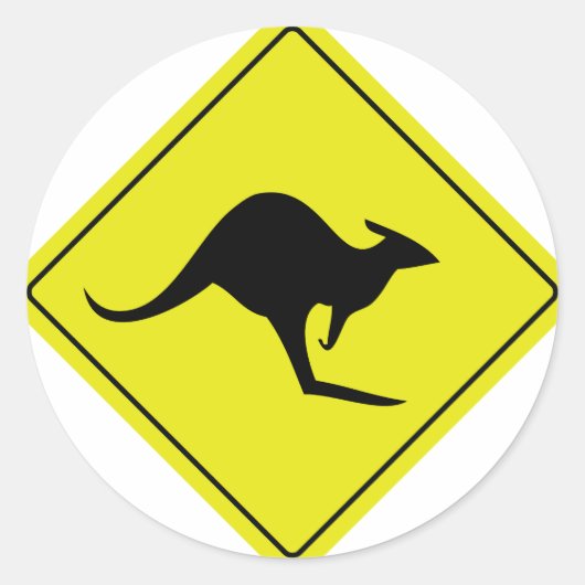australischer Straßenschild Känguru Runder Aufkleber (Vorderseite)