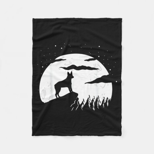 Australischer Stumpy Tail Cattle Dog und Mond Fleecedecke (Vorderseite)