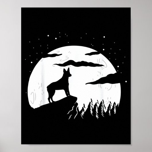 Australischer Stumpy Tail Cattle Dog und Mond Poster (Vorne)