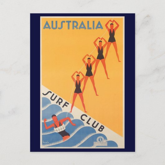 Australischer Surfclub Vintage Poster Postkarte (Vorderseite)