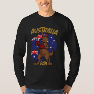 Australischer Tag Kangaroo Australische Flagge Str T-Shirt