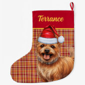 Australischer Terrier Dog Kariert mit Name Großer Weihnachtsstrumpf (Rückseite)
