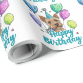 Australischer Terrier Dog mit Balloons Geburtstag Geschenkpapier (Rolleneckpunkt)