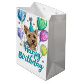 Australischer Terrier Dog mit Balloons Geburtstag Mittlere Geschenktüte (Rückseite Schrägansicht)