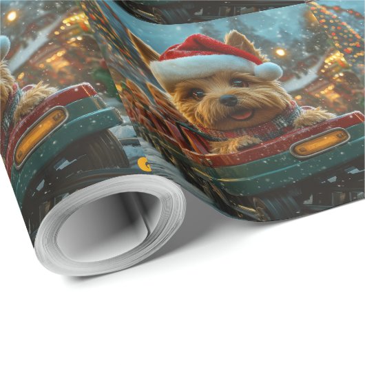 Australischer Terrier Dog Roller Untersetzer Weihn Geschenkpapier (Rolleneckpunkt)