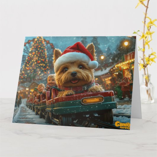 Australischer Terrier Dog Roller Untersetzer Weihn Karte (Gelbe Blume)