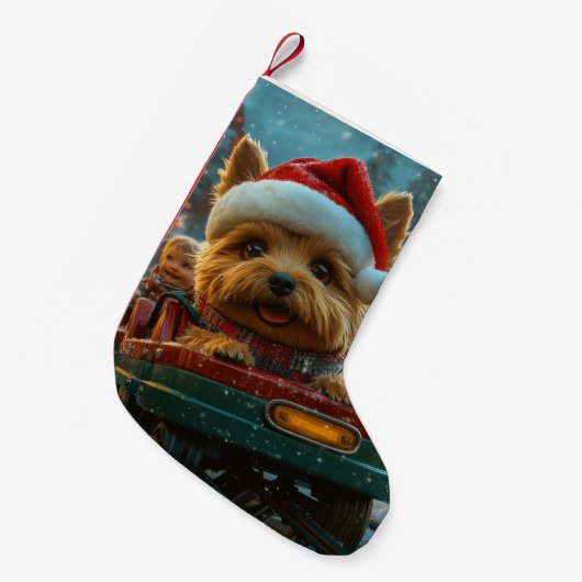 Australischer Terrier Dog Roller Untersetzer Weihn Kleiner Weihnachtsstrumpf (Vorderansicht (hängend))