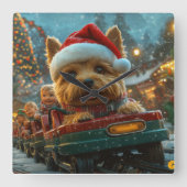 Australischer Terrier Dog Roller Untersetzer Weihn Quadratische Wanduhr (Vorderseite)