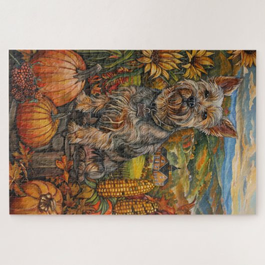 Australischer Terrier Herbsternte Erntedank Puzzle (Horizontal)
