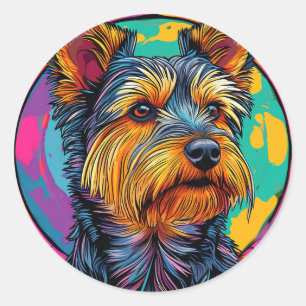 🐶 Australischer Terrier Hund Süßes Haustier Illus Runder Aufkleber