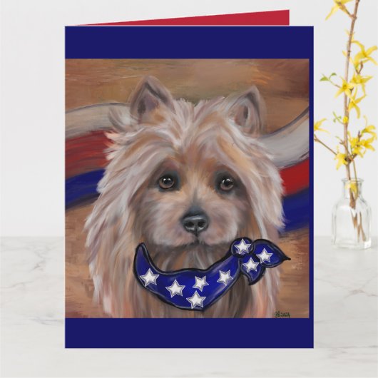 AUSTRALISCHER TERRIER KARTE (Gelbe Blume)