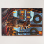 Australischer Terrier mit Weihnachtsbeleuchtung Puzzle (Horizontal)