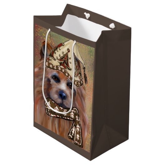 AUSTRALISCHER TERRIER MITTLERE GESCHENKTÜTE (Vorderseite Schrägansicht)