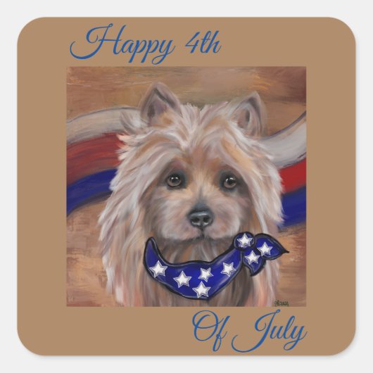 AUSTRALISCHER TERRIER QUADRATISCHER AUFKLEBER (Vorderseite)