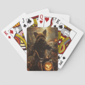 Australischer Terrier Riding Motorrad Halloween Spielkarten (Rückseite)