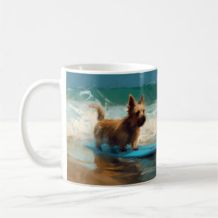 Australischer Terrier Strand Surfen Malerei Kaffeetasse