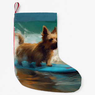 Australischer Terrier Strand Surfen Malerei Kleiner Weihnachtsstrumpf