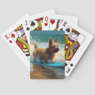 Australischer Terrier Strand Surfen Malerei Spielkarten
