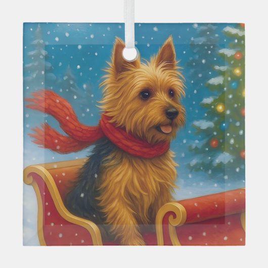 Australischer Terrier Urlaub Ornament Aus Glas (Vorderseite)