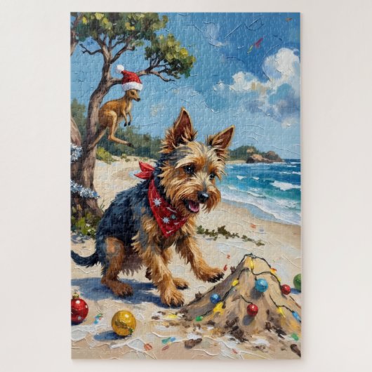 Australischer Terrier Weihnachten Down Under Urlau Puzzle (Vertikal)