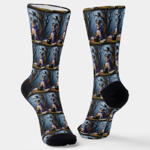 Australischer Terrier - Whimsical Halloween-Malere Socken