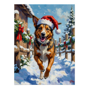 Australischer Tierzucht Hund Roter Heeler Weihnach Poster