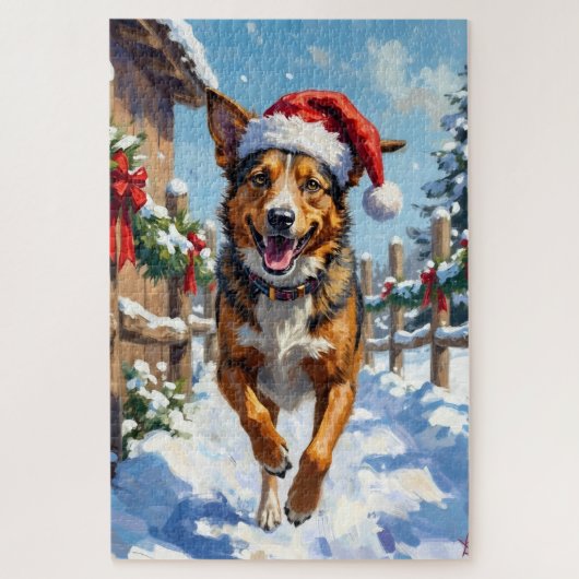 Australischer Tierzucht Hund Roter Heeler Weihnach Puzzle (Vertikal)